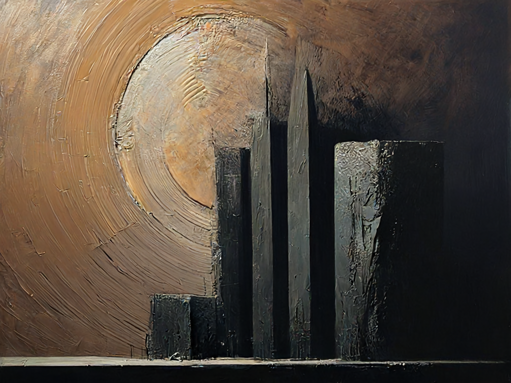 Material Rhythm artwork D0967, an architectural abstract in neutral tones