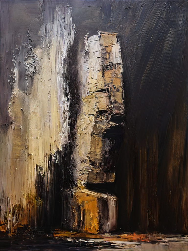 D0964: stacked vertical forms in ivory and charcoal