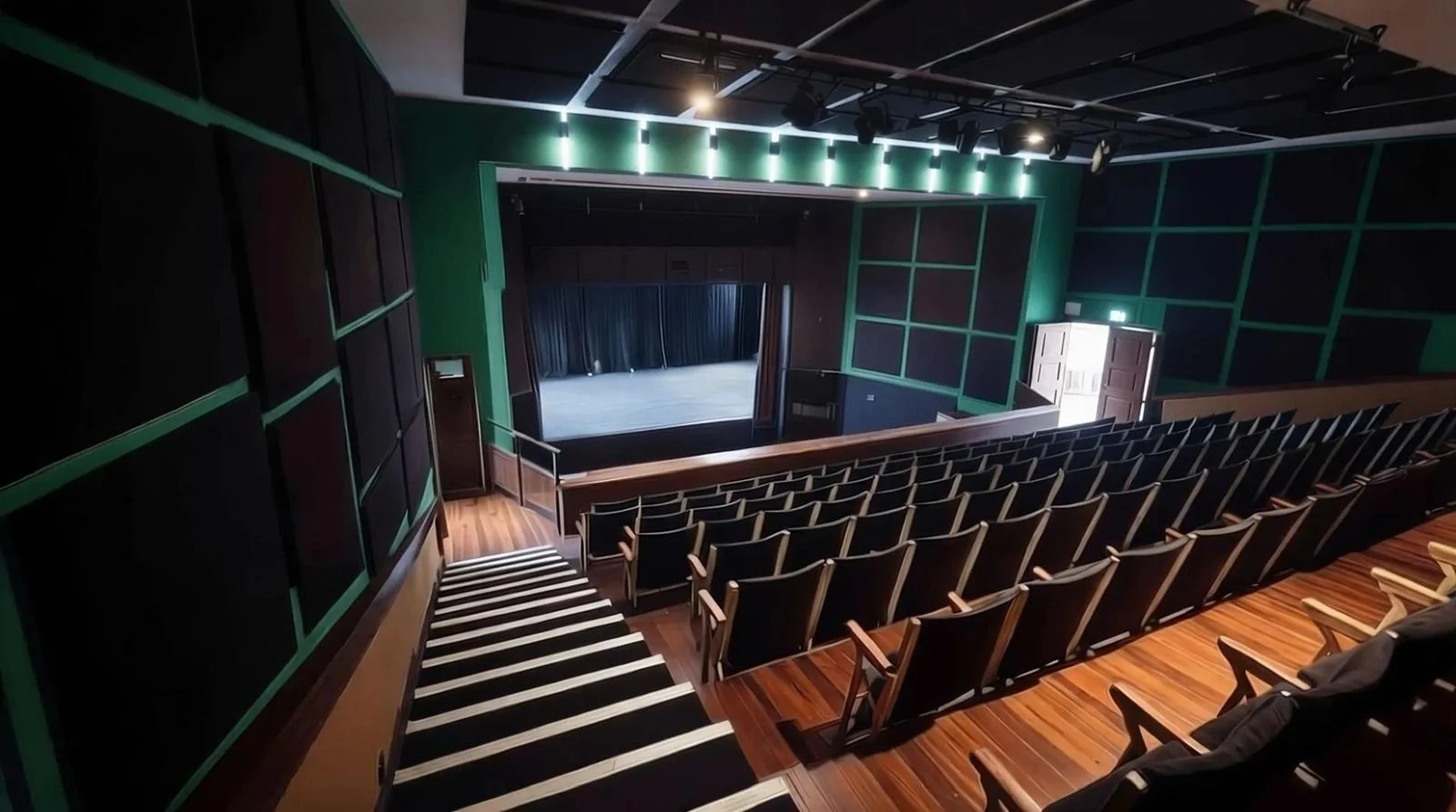 Refurbished theatre auditorium inside the Plymouth Athenaeum