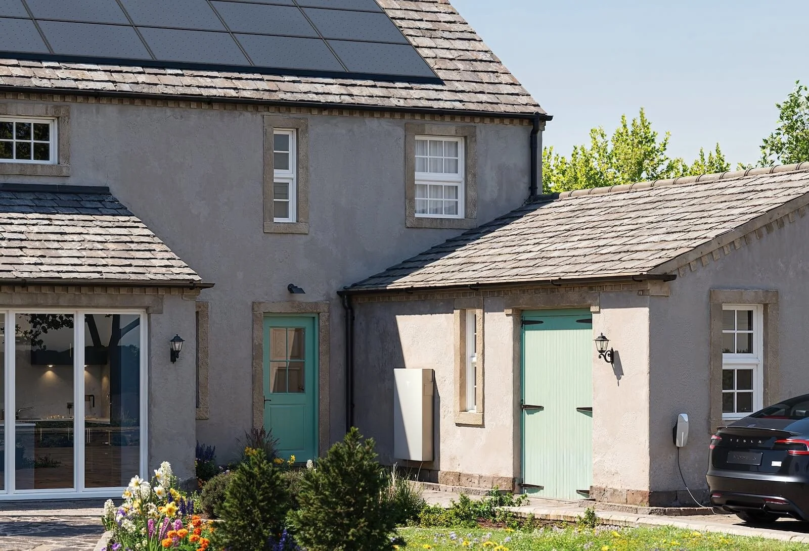 Tesla Powerwall battery storage installation at a home near Newton Abbot.