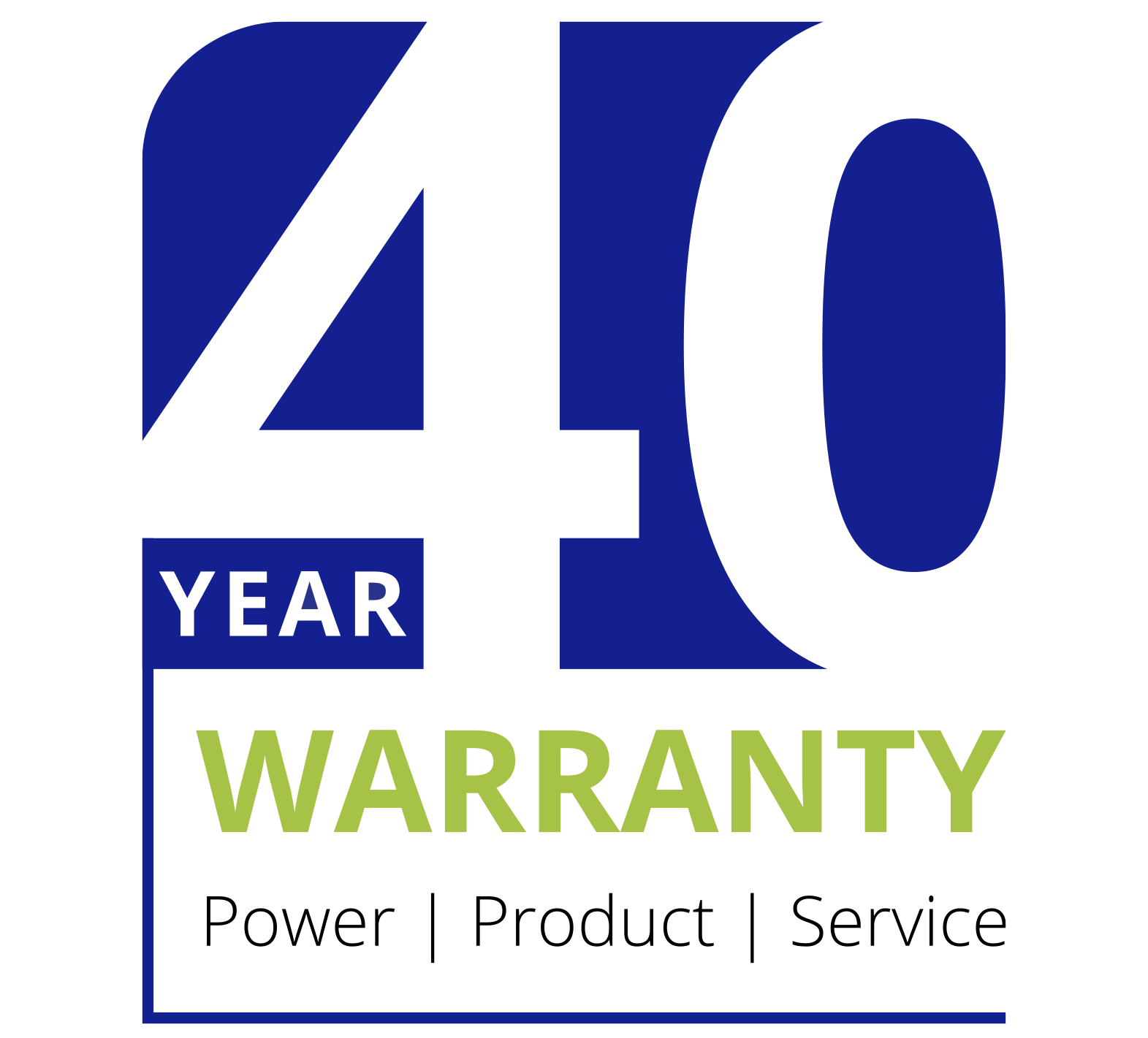SunPower 40-year warranty badge covering power, product and service