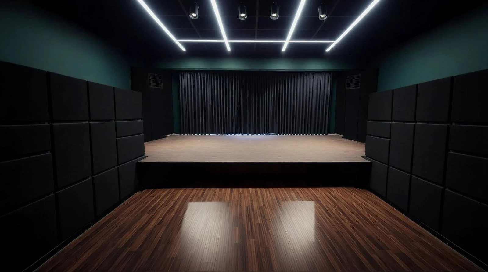 Accessible performance space inside the Plymouth Athenaeum with step-free stage access