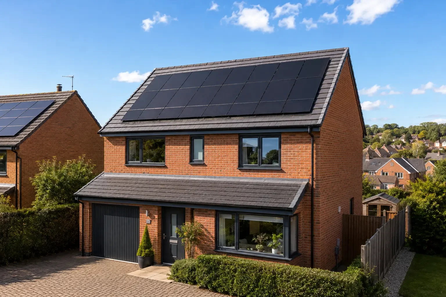 UK home with rooftop solar panels, reflecting the growth in residential solar installations.