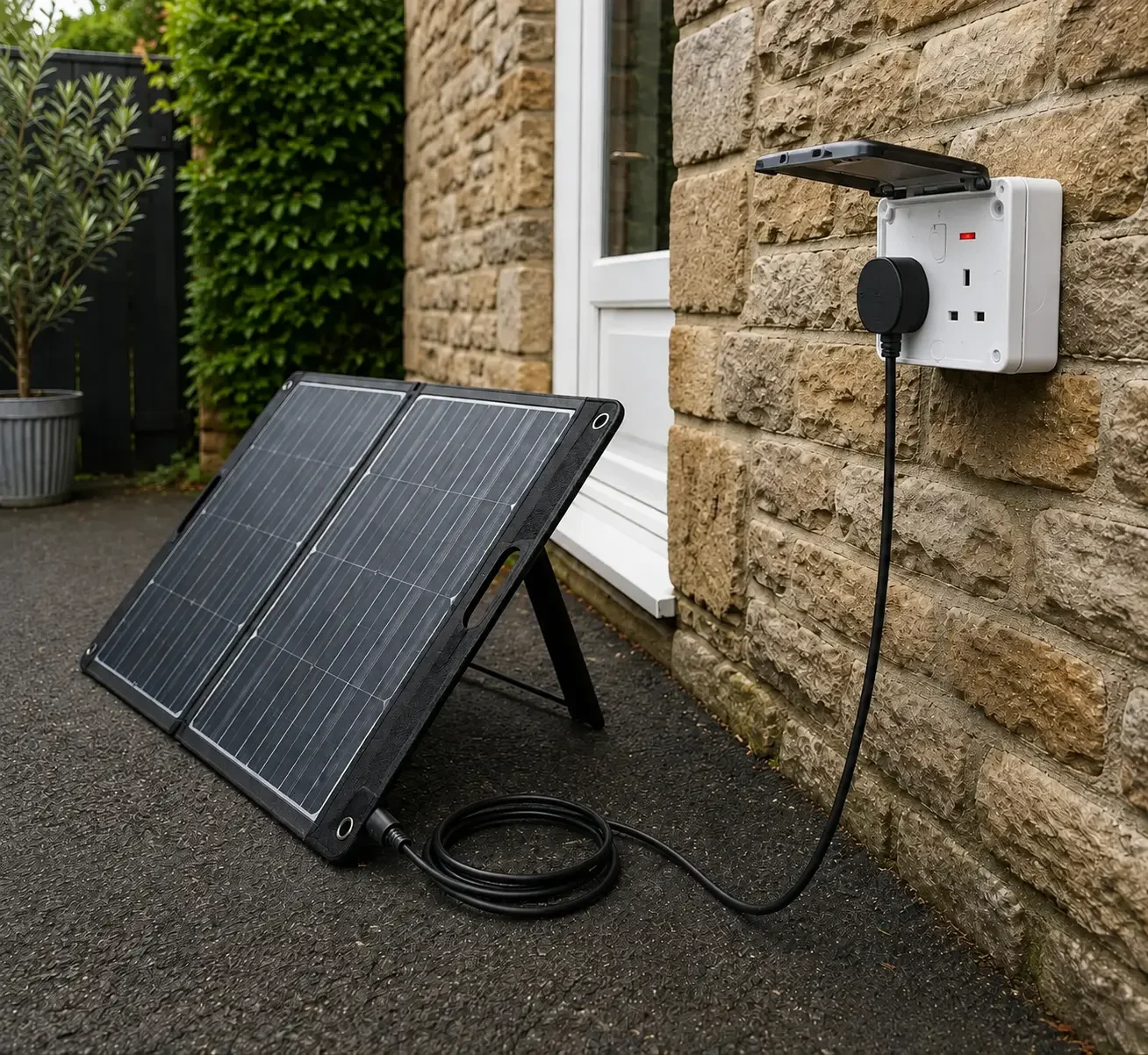 Plug-in solar system connected directly to a fixed wall socket