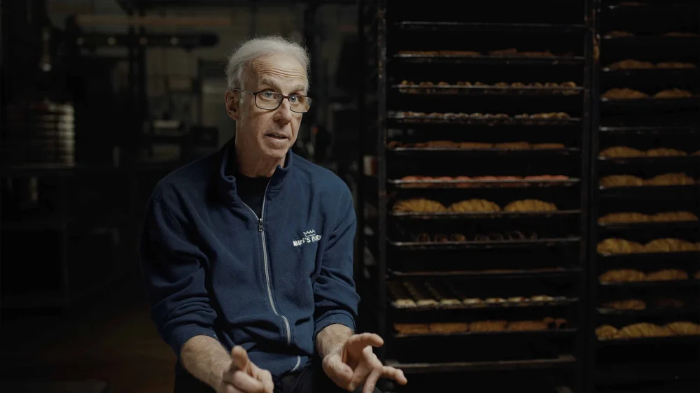 Angelo Papa of Mike's Pastry in an interview for a brand film commercial