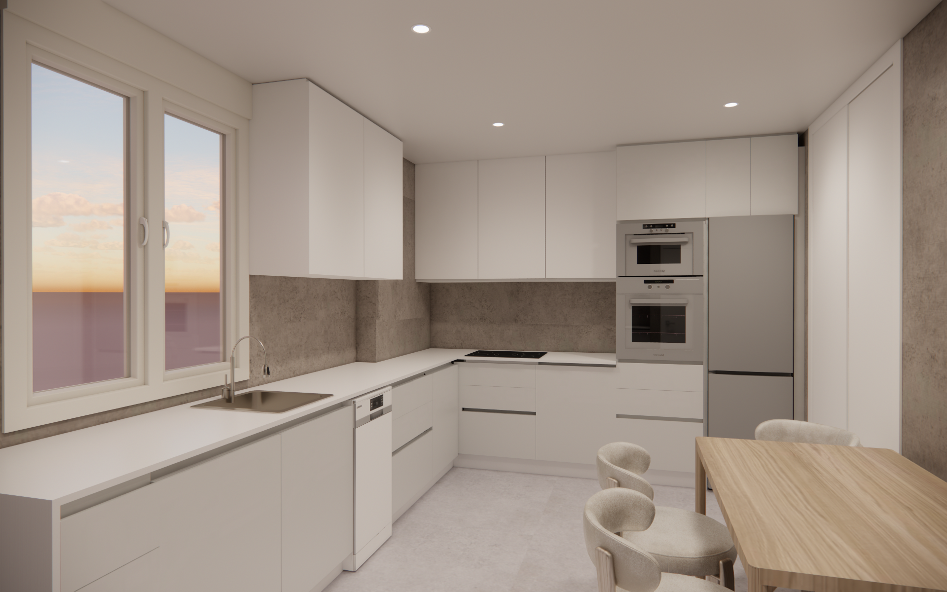Vista alternativa del render interior de una reforma integral