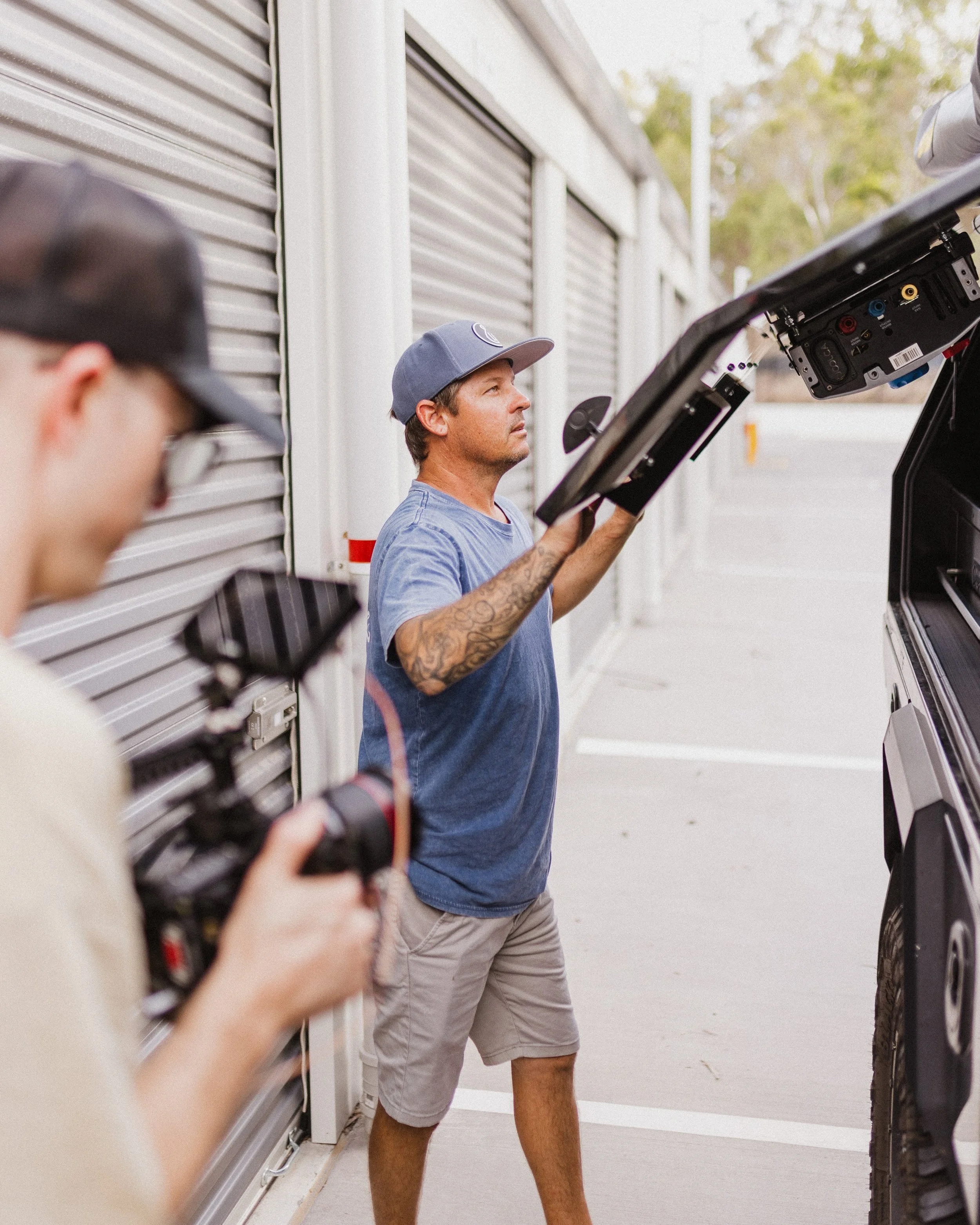 Behind the scenes — production crew at work
