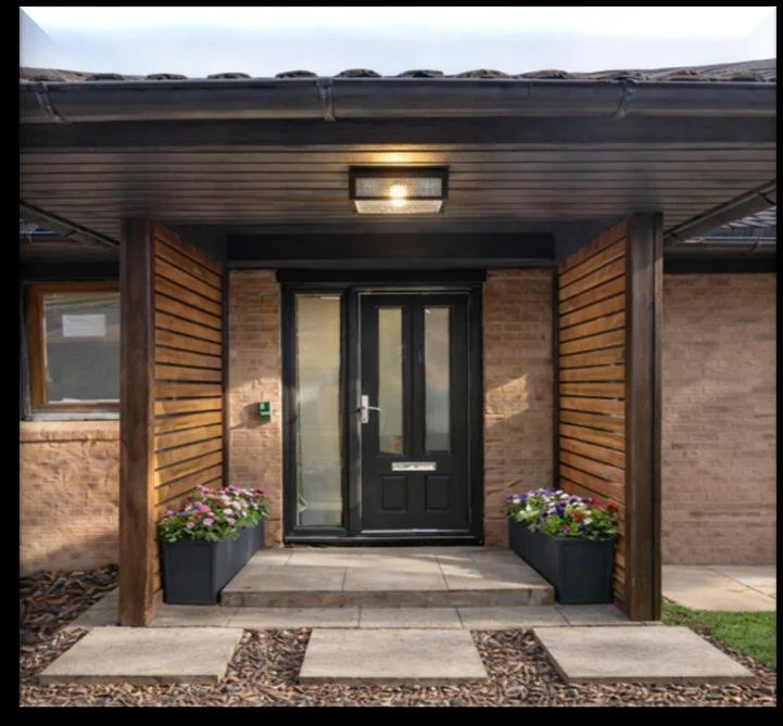 Renovated front door with porcelain tiles - The Chic Relic UK