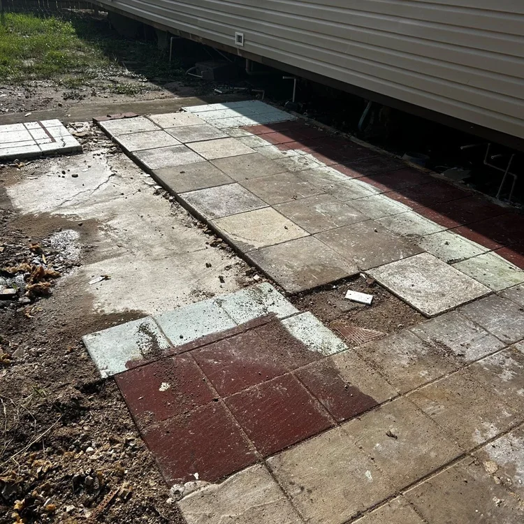 Clean patio after debris removal