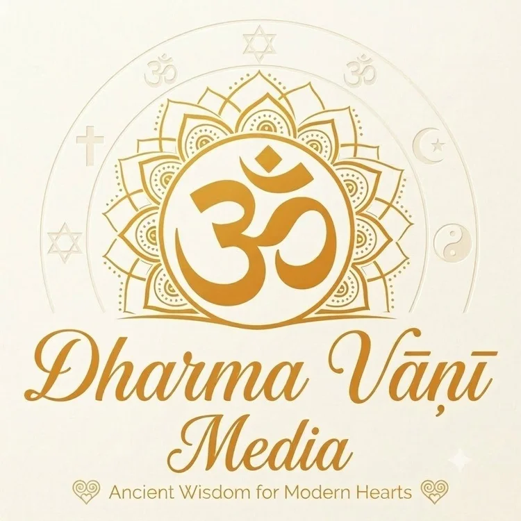 Dharma Vani Media logo: Om within a golden lotus