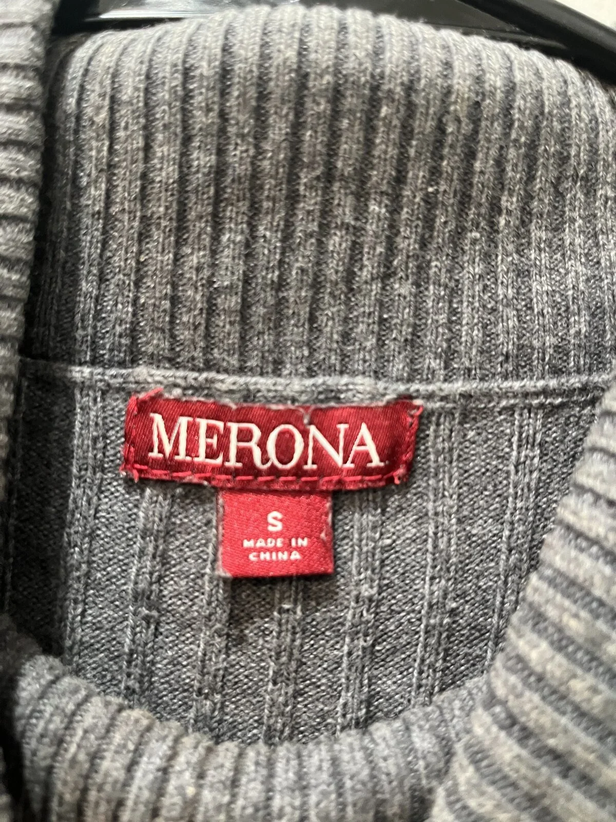 Gray sweater label