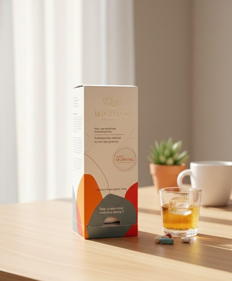 MICHIKO personalised vitamins box on a table