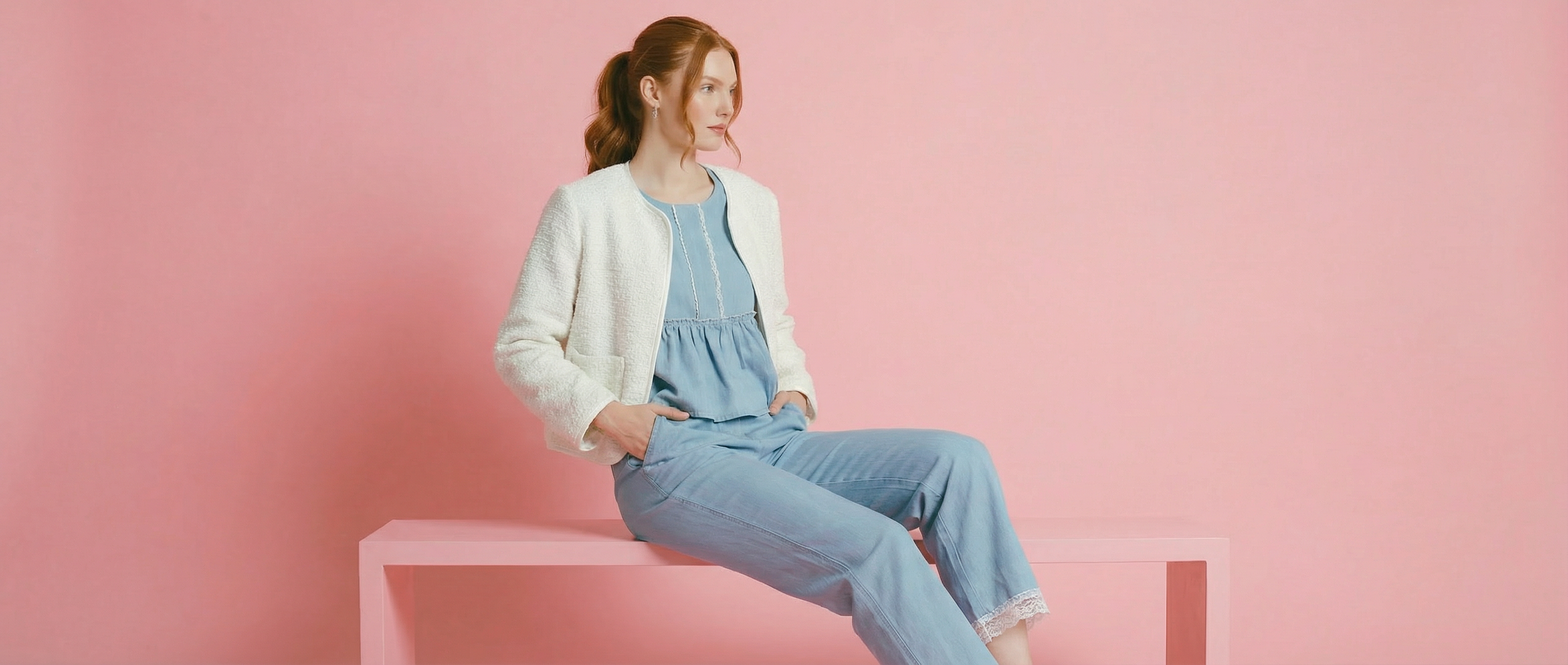 Seated fit design on a Love, Emma garment