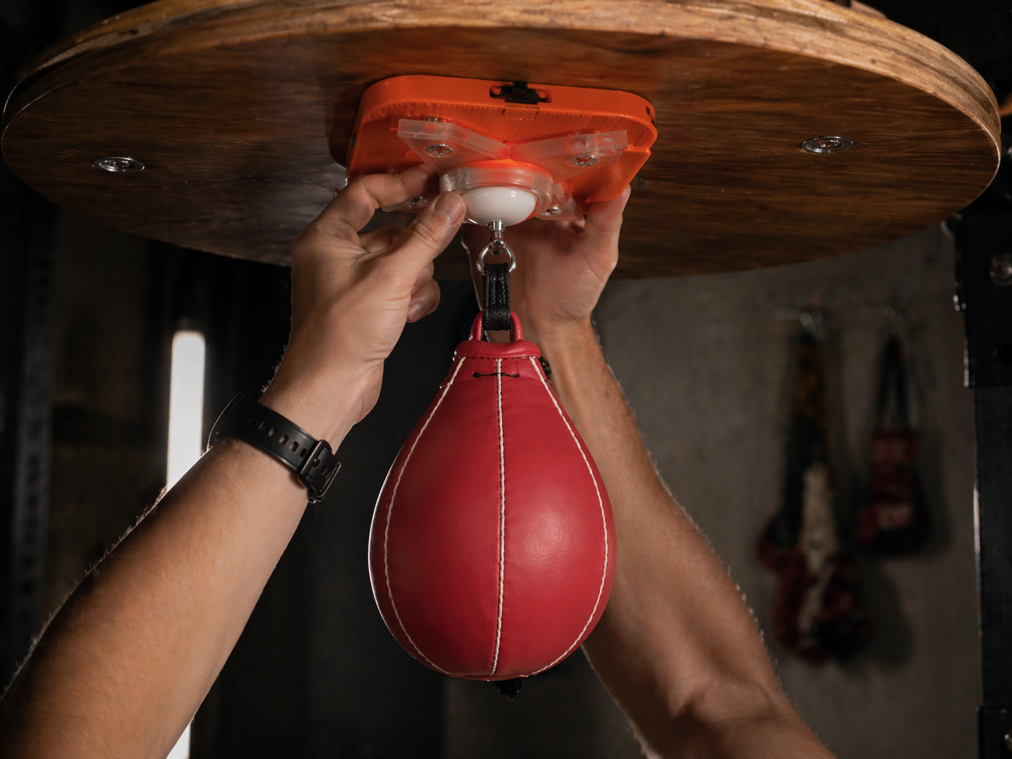 SpeedBag Champ installed on a speed bag platform