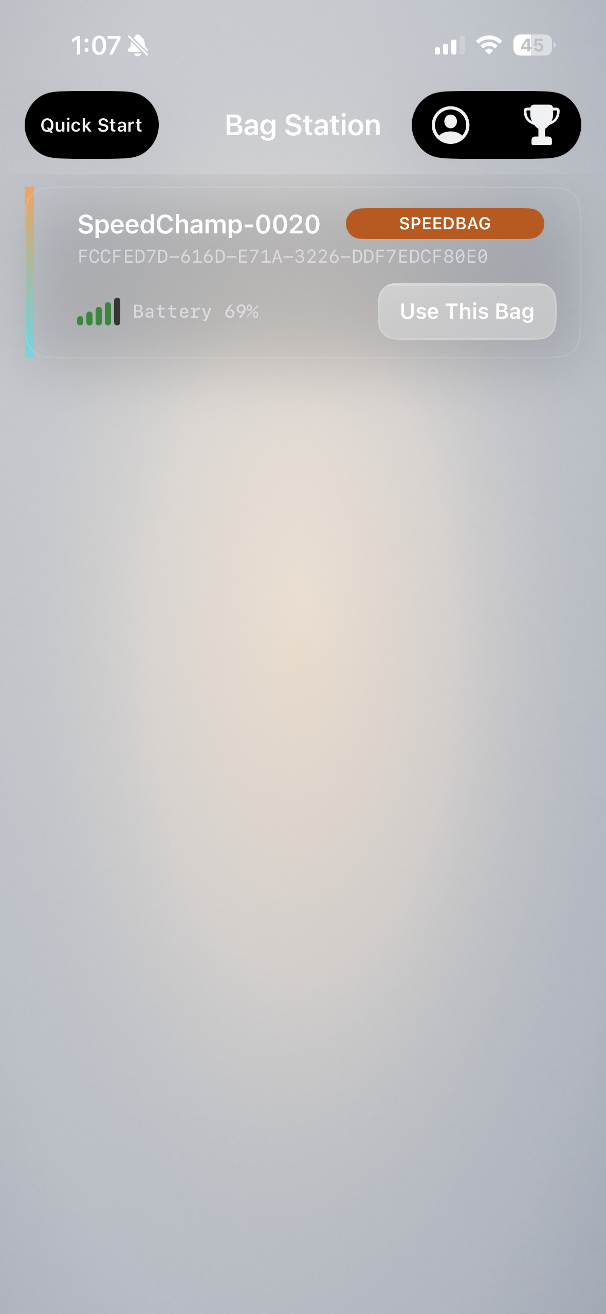 Connecting to SpeedBag Champ app