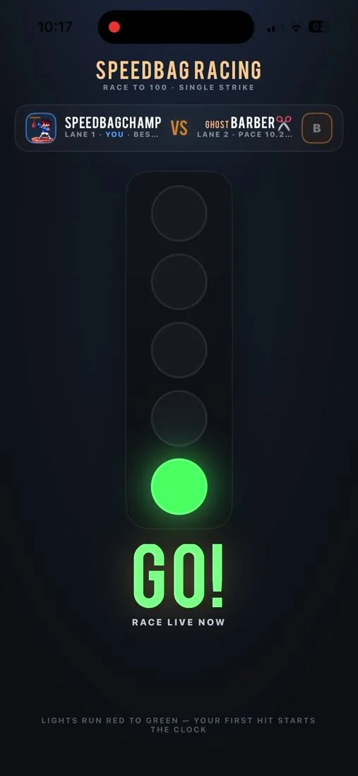 Race start lights showing GO