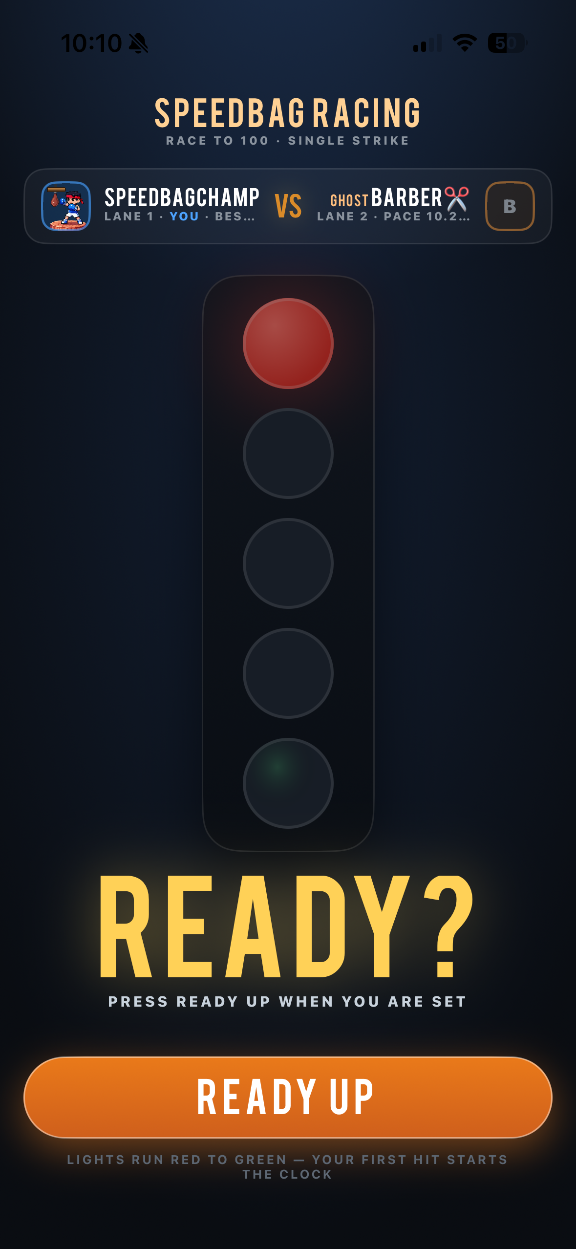 Speedbag Racing ready-up screen
