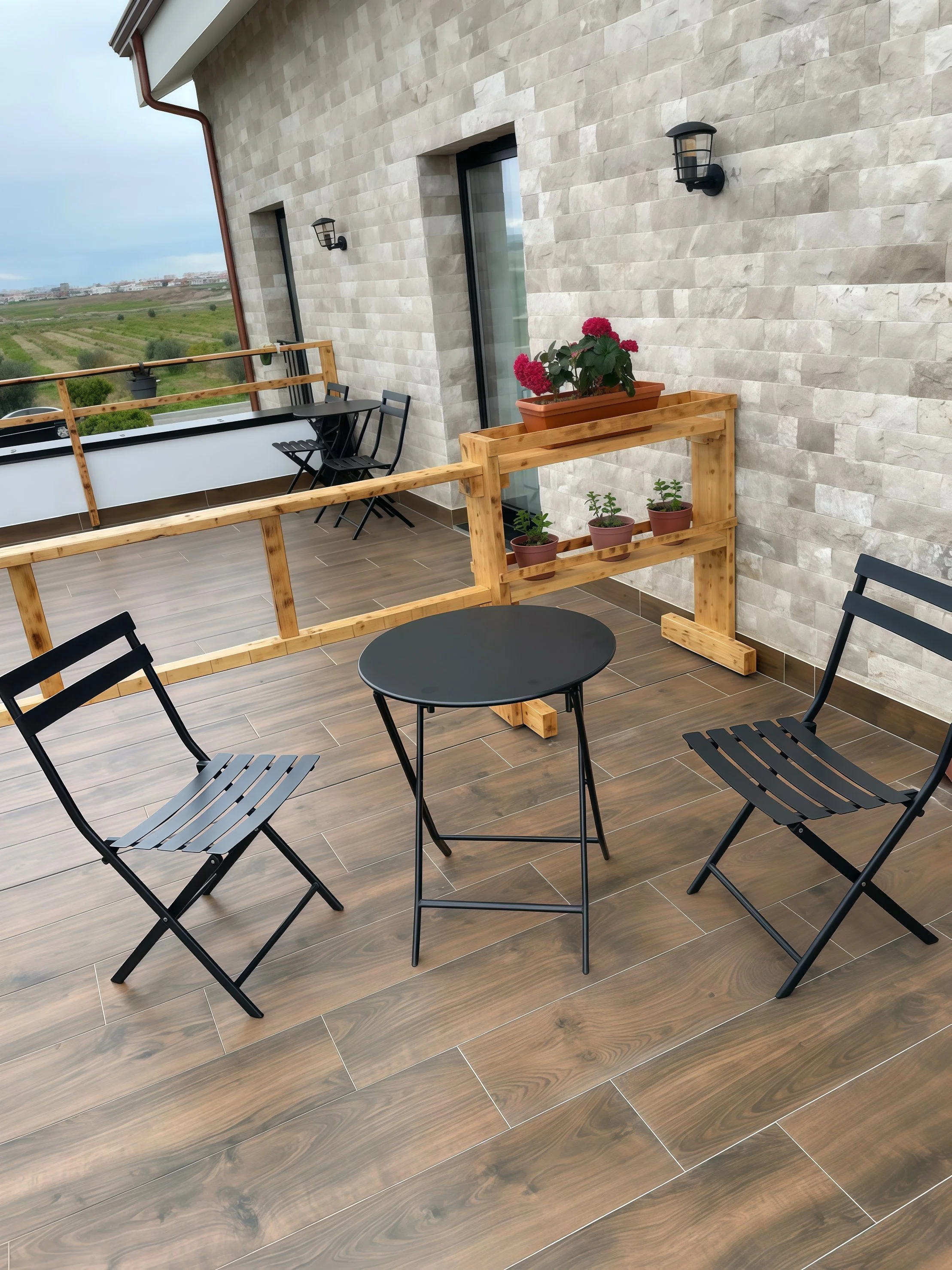 Balcony with table and chairs