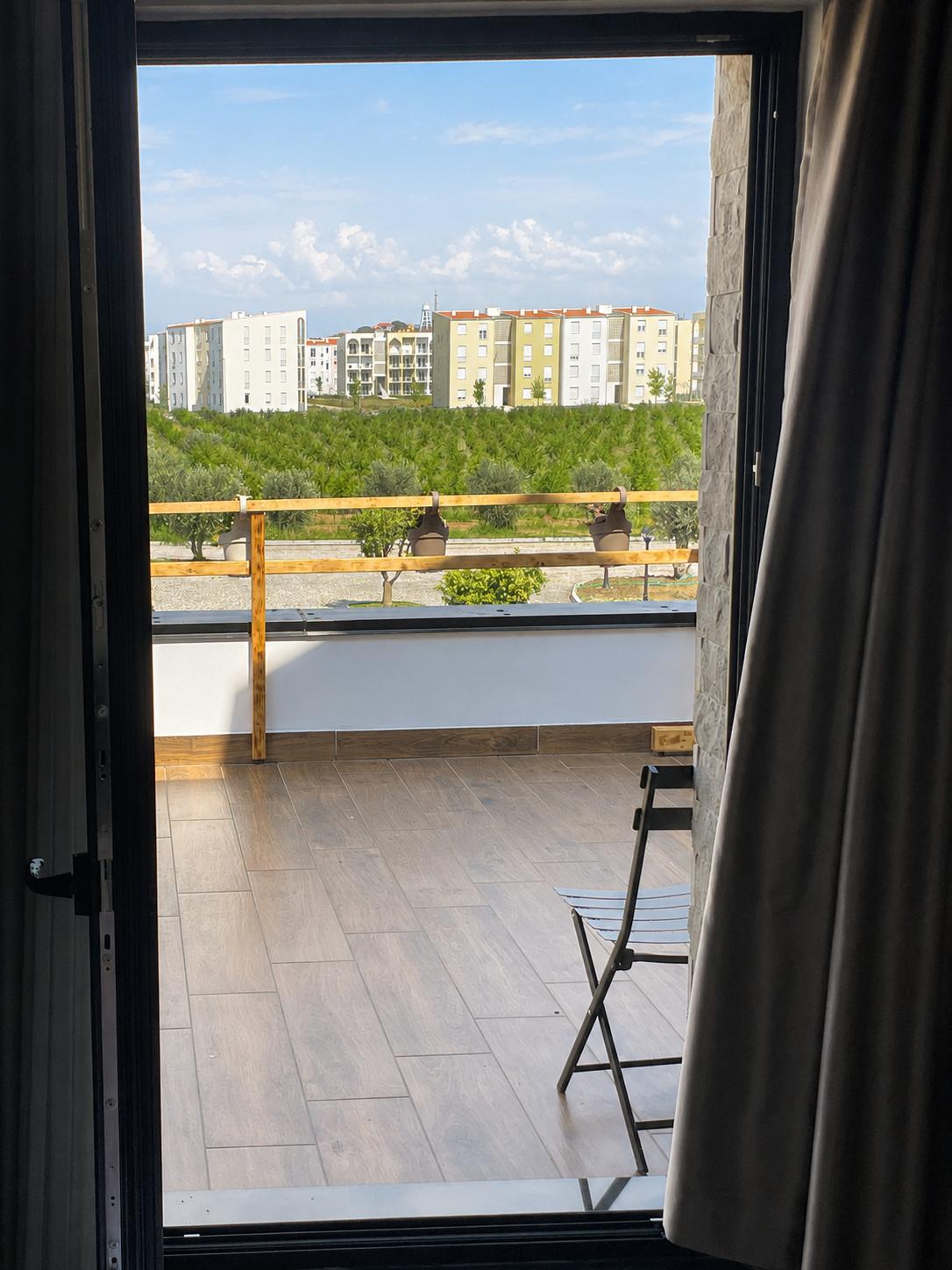 Balcony with flowers and open view