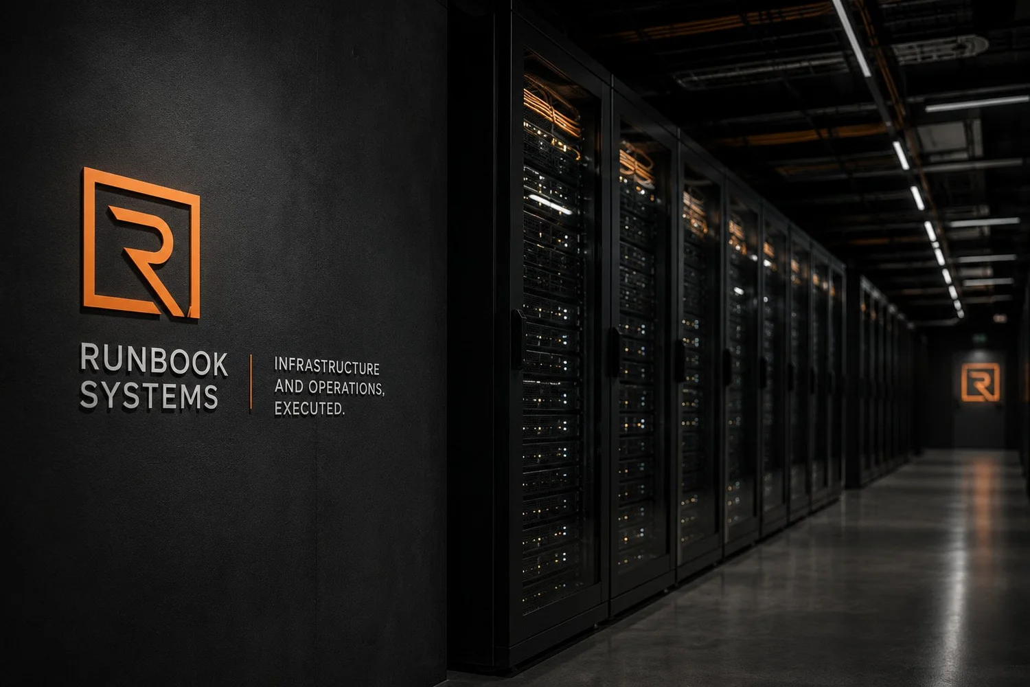 Runbook Systems data center rack corridor