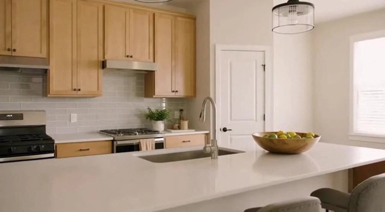 A clean, sunlit kitchen