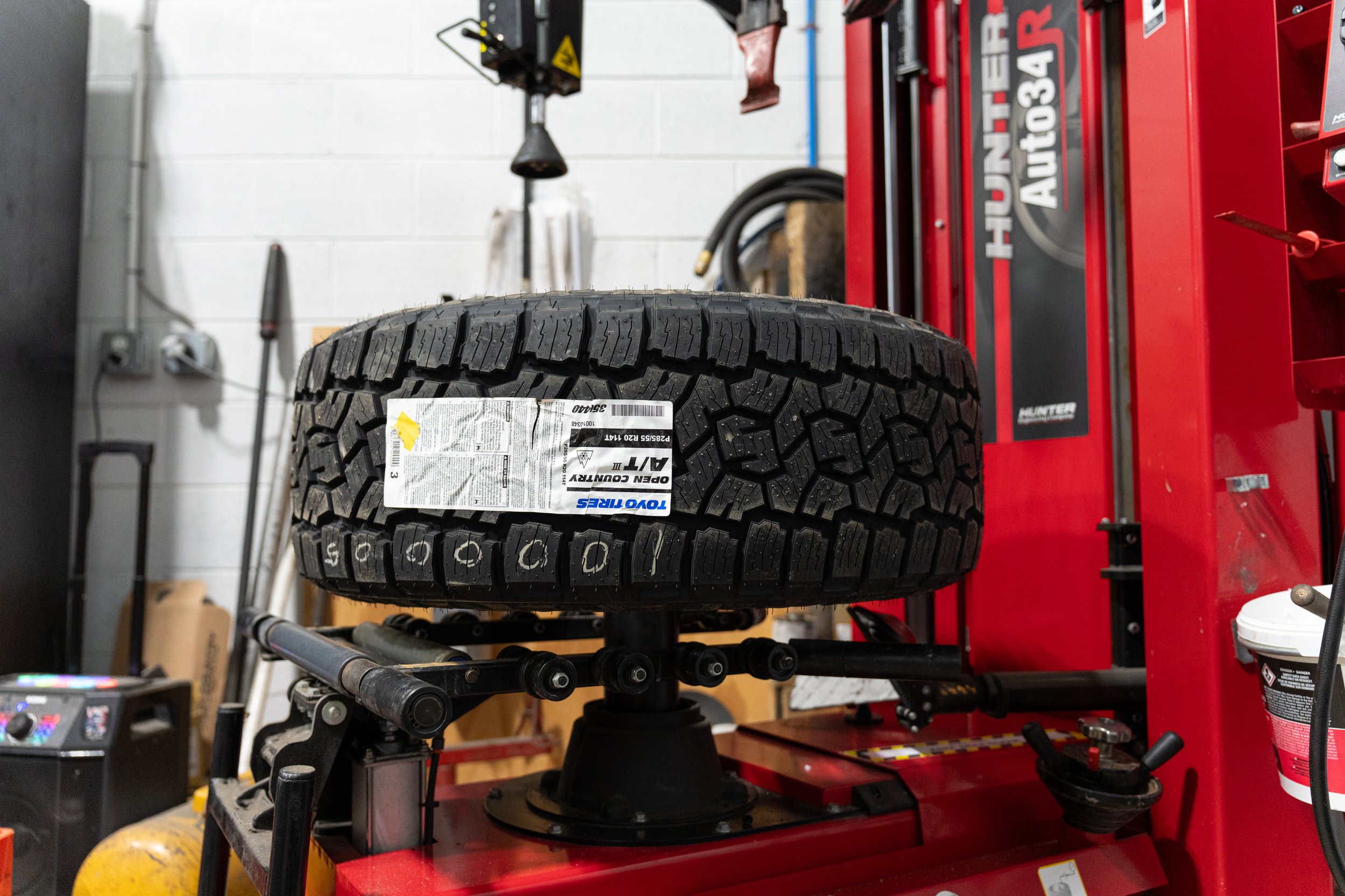 New tires ready for mounting and professional tire installation at the Xtreme shop on Millers Run Road in Bridgeville, PA.