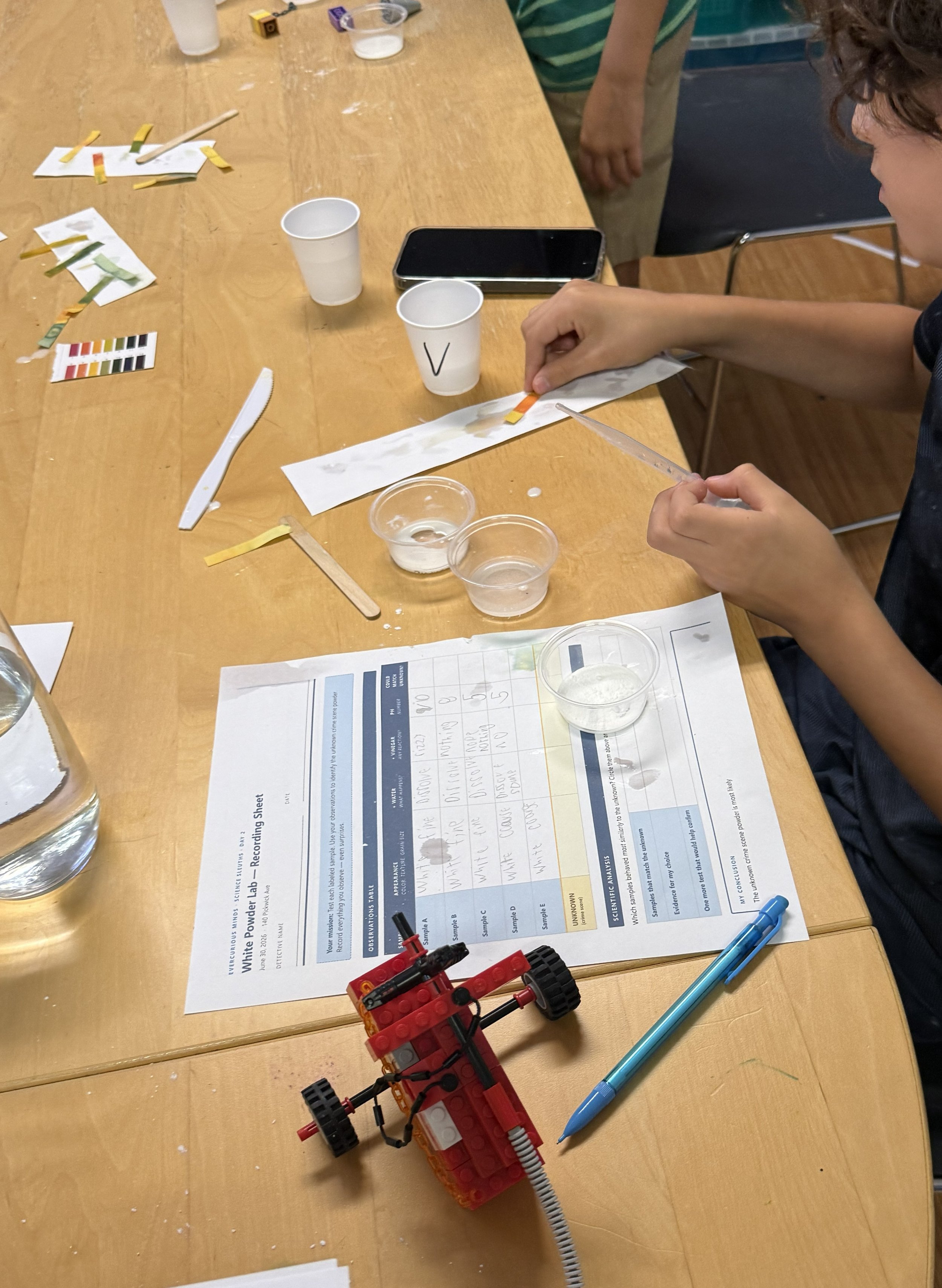 Student work from an investigation-style learning challenge