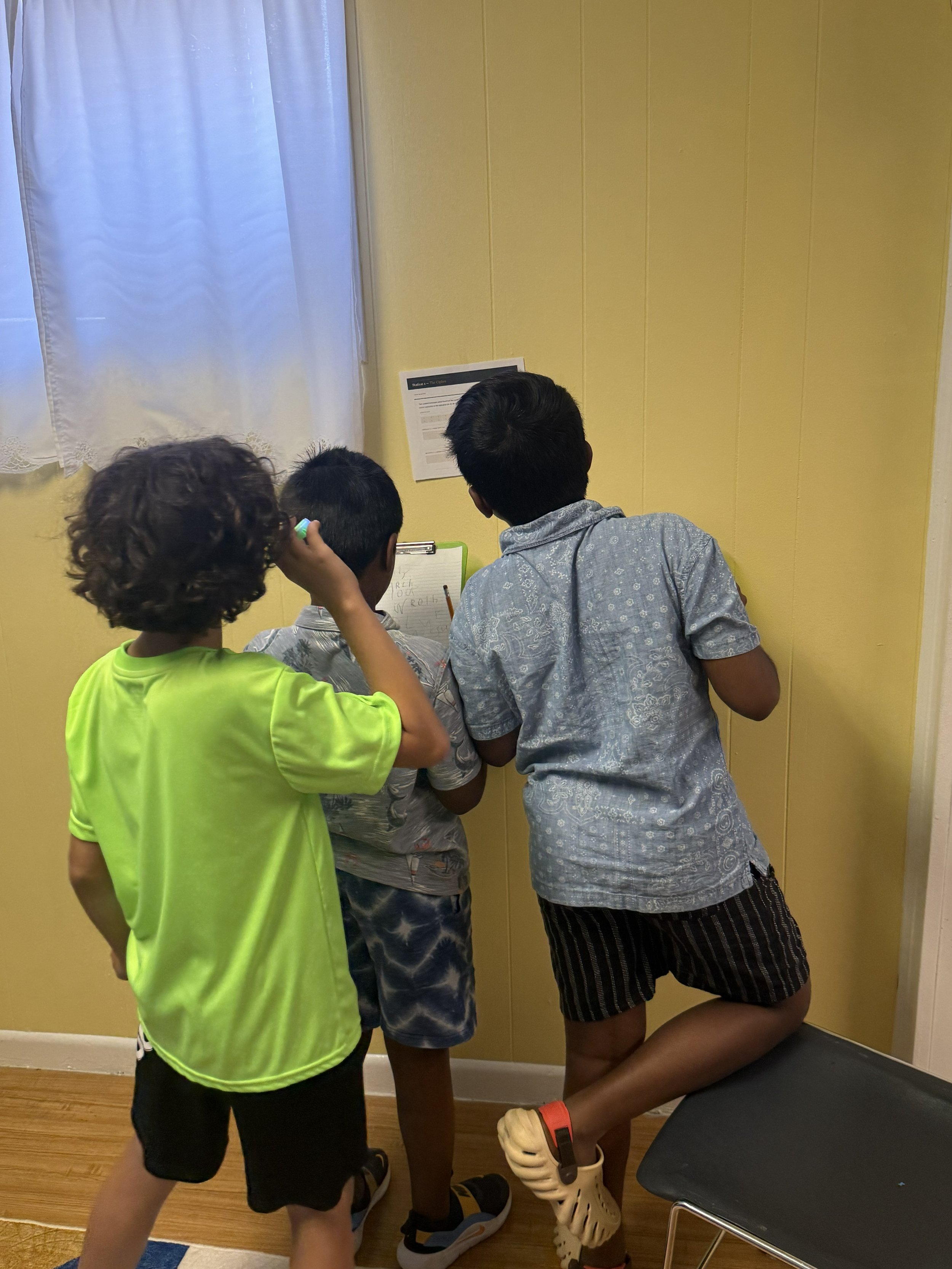Students solving a case cipher challenge