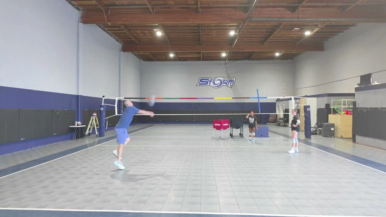 Coach Chris demonstrating footwork on court during Guided Footwork Practice