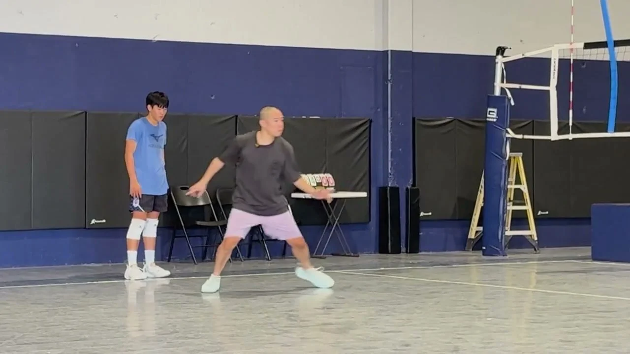 Coach Chris demonstrating footwork in the Libero Footwork program