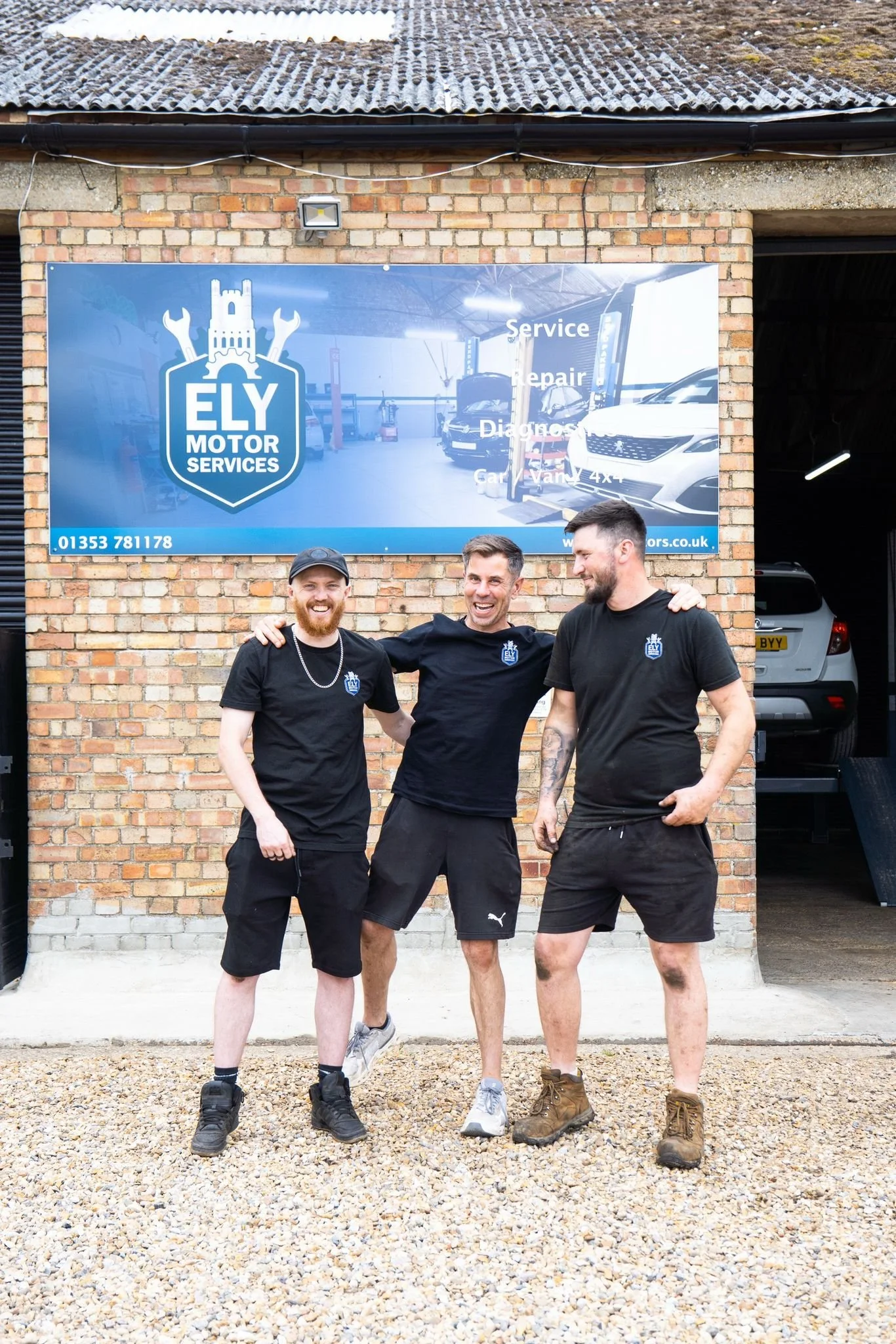 The team at work in the Ely Motor Services workshop