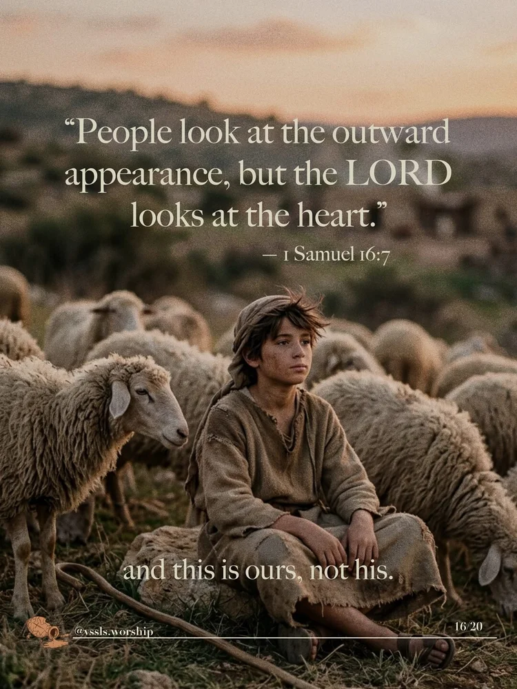 "People look at the outward appearance, but the LORD looks at the heart." — 1 Samuel 16:7 and this is our problem, not his.