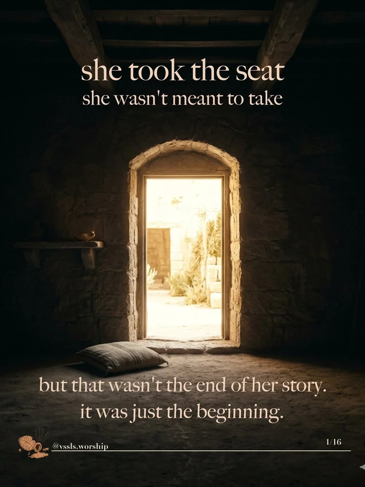 Light pouring through an open stone doorway into a dark room. Text: she took the seat she wasn’t meant to take but that wasn’t the end of her story. it was just the beginning.