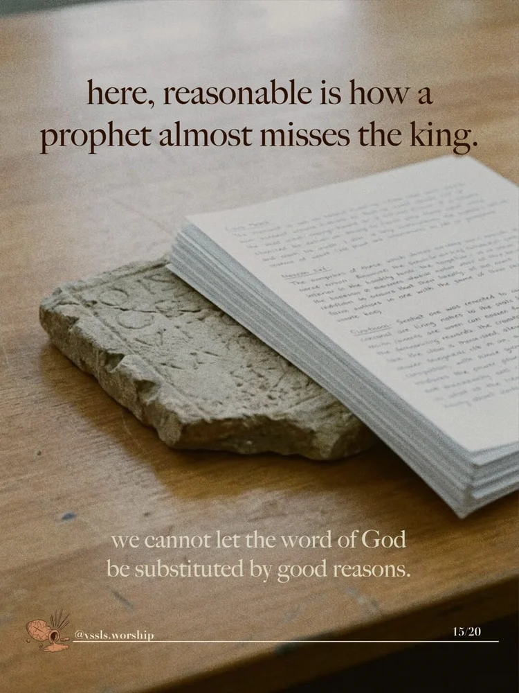 here, reasonable is how a prophet almost misses the king. we cannot let the word of God be substituted by good reasons.
