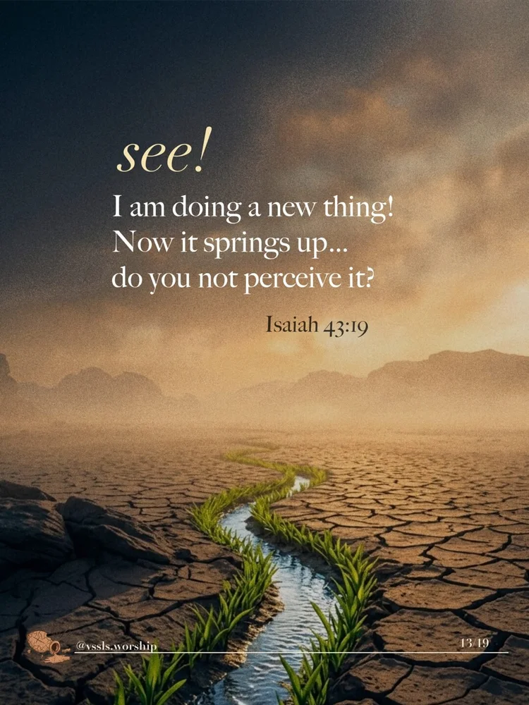see! I am doing a new thing! Now it springs up… do you not perceive it? — Isaiah 43:19