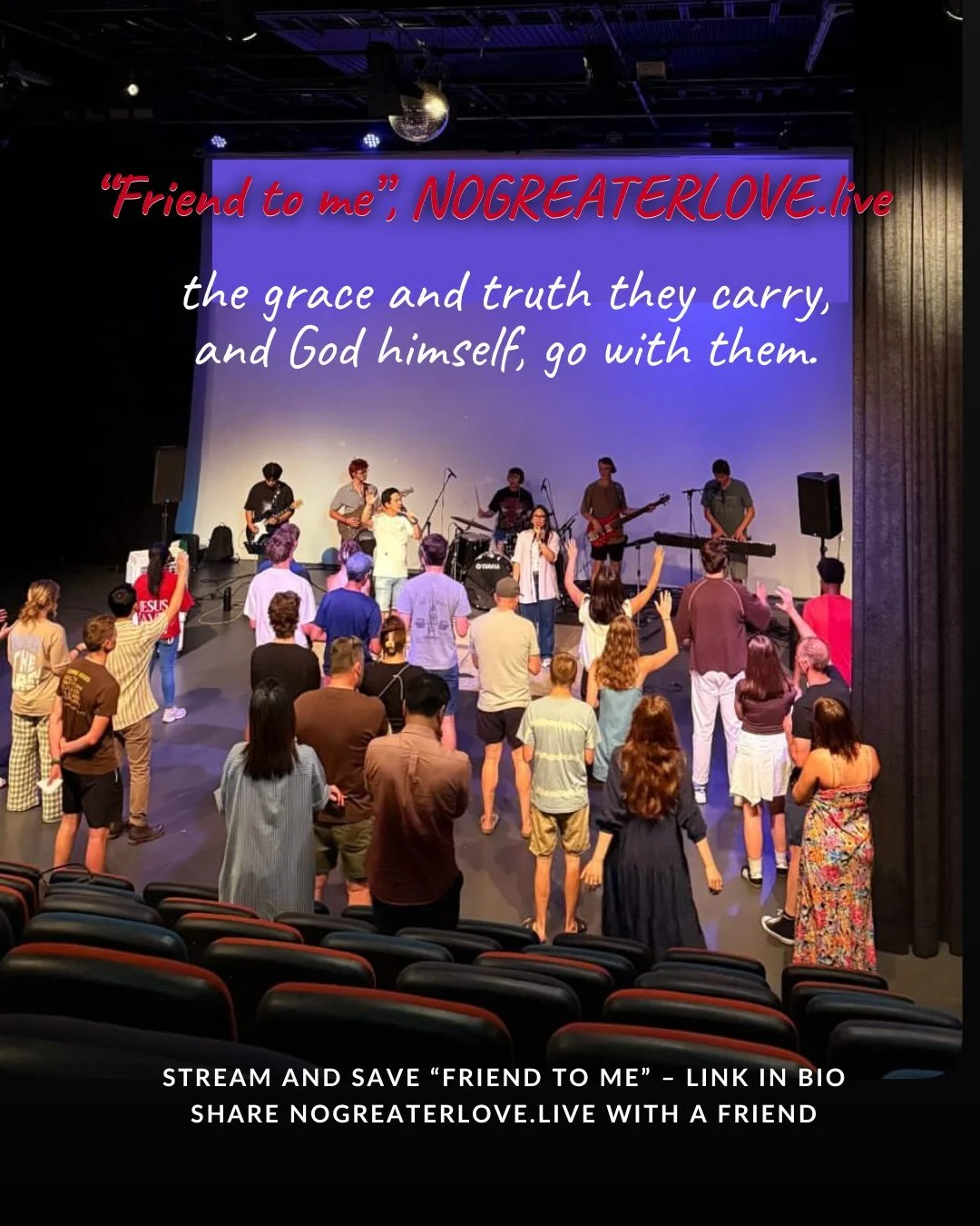 “Friend to me” · NOGREATERLOVE.live the grace and truth they carry, and God himself, go with them. stream and save “Friend to me” · share NOGREATERLOVE.live with a friend