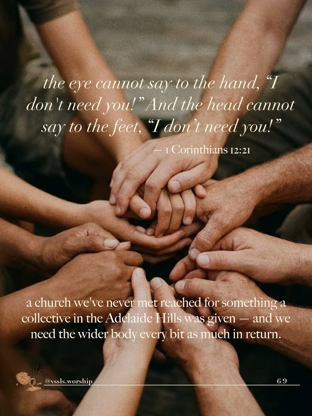 “the eye cannot say to the hand, ‘I don’t need you!’ And the head cannot say to the feet, ‘I don’t need you!’” — 1 Corinthians 12:21 a church we’ve never met reached for something a collective in the Adelaide Hills was given — and we need the wider body every bit as much in return.