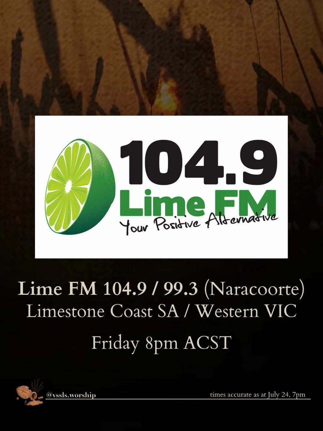 Lime FM 104.9 / 99.3 (Naracoorte) Limestone Coast SA / Western VIC Friday 8pm ACST