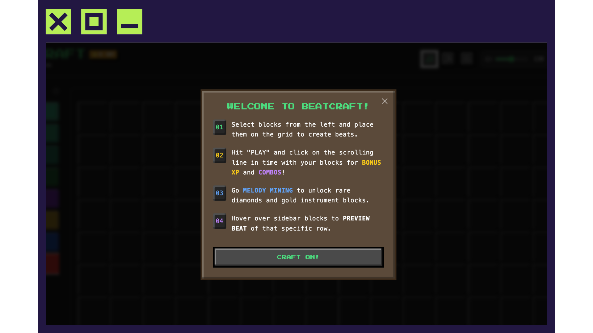 BEATCRAFT game screenshot