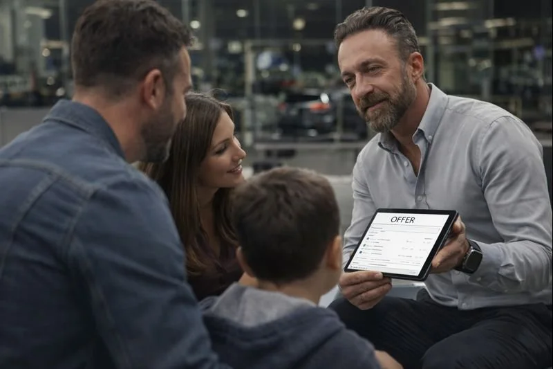 CarBiz Jamie showing a family real numbers