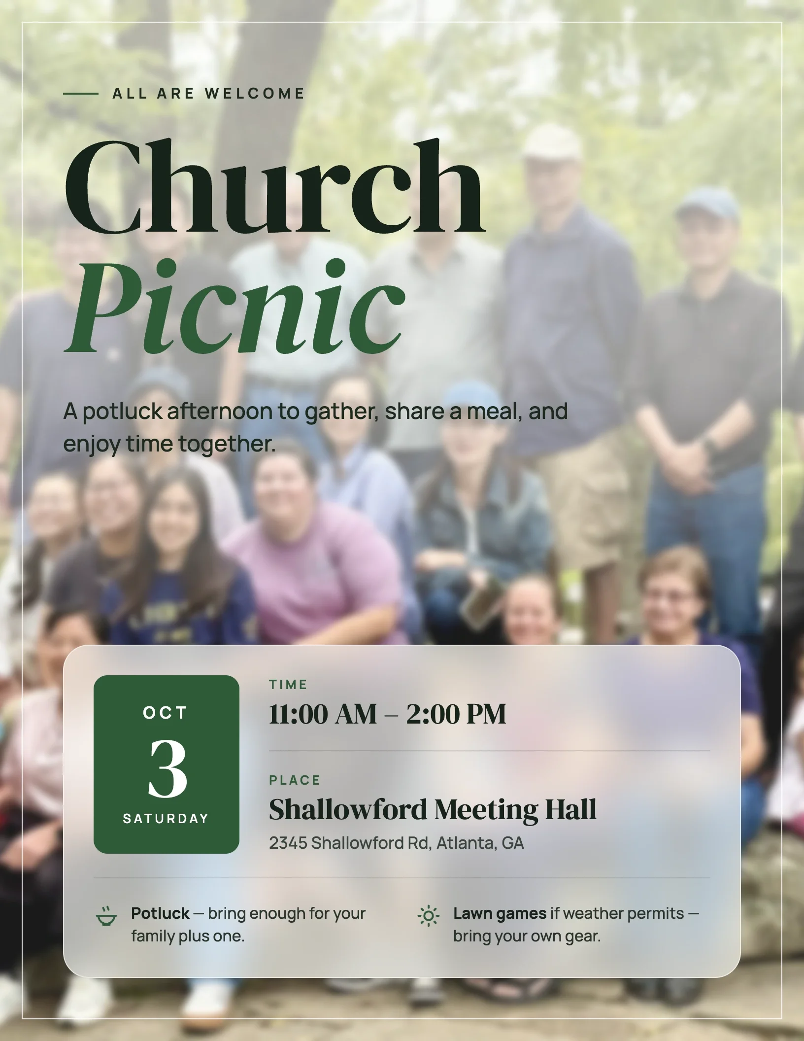 Church Picnic announcement
