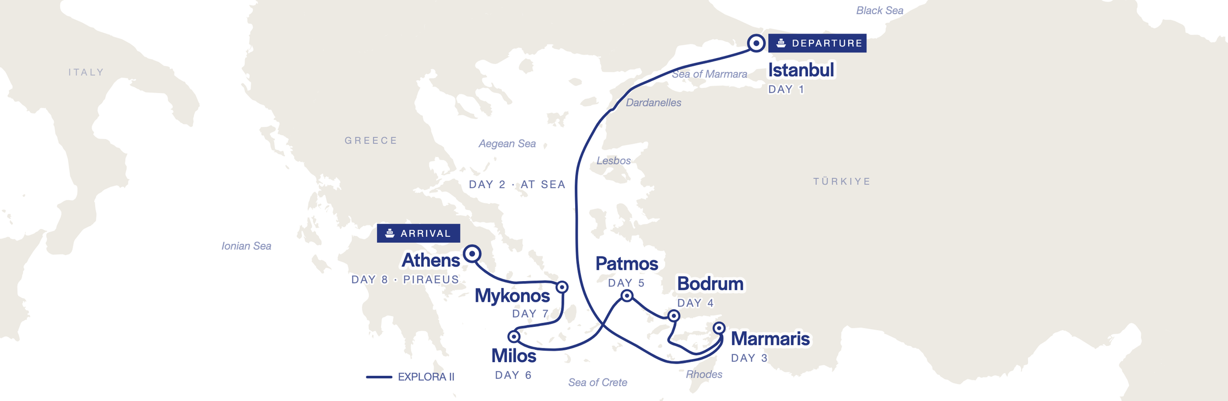 Route from Istanbul to Athens