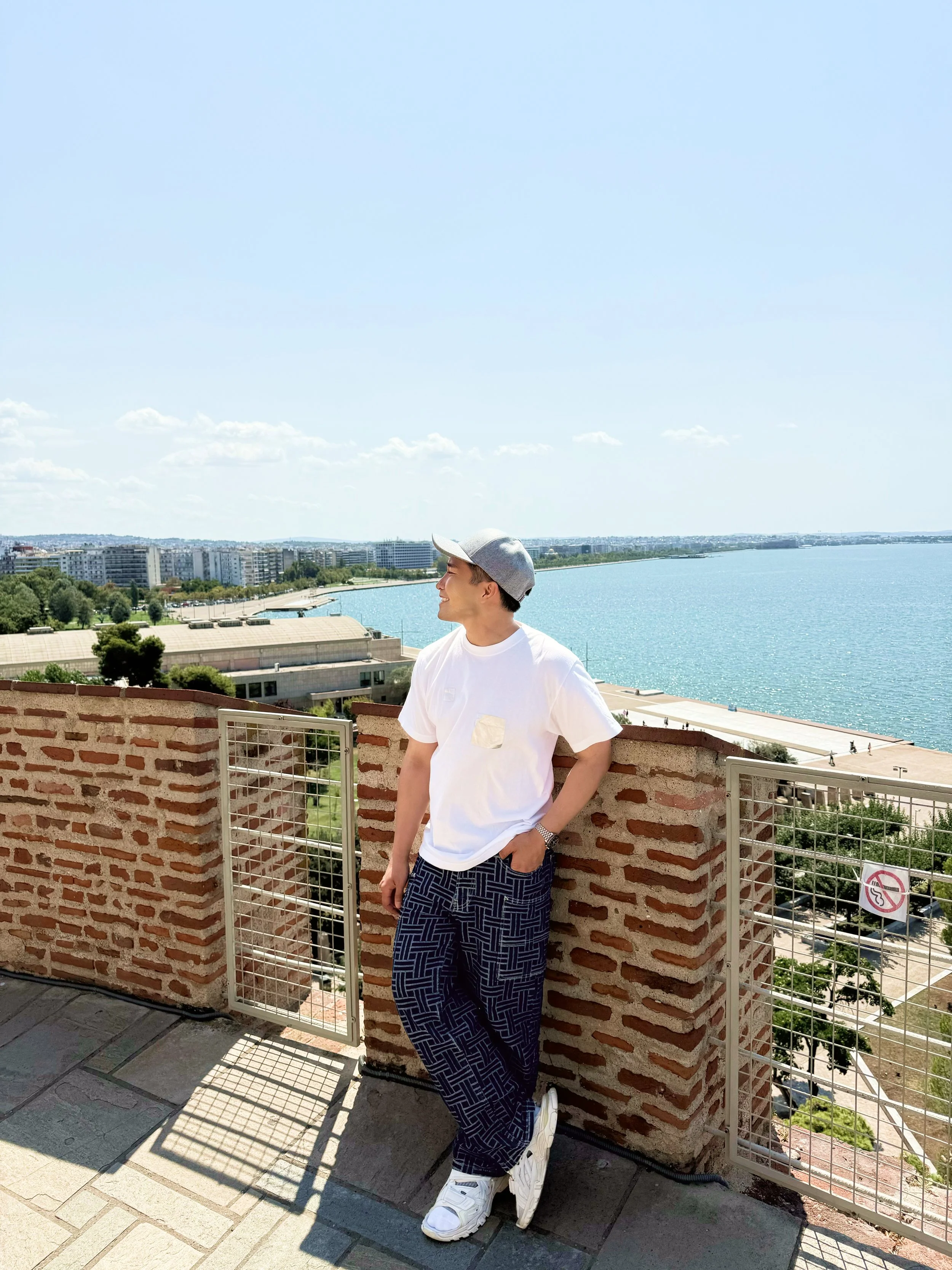 The view along Thessaloniki's seafront promenade from the top of the White Tower, the city's best-known landmark and a port of call on the Athens to Istanbul cruise.