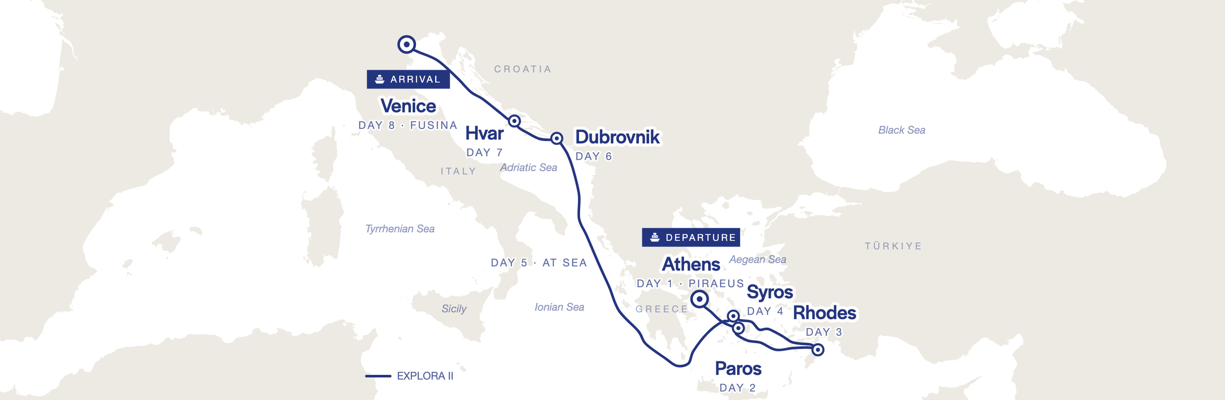 Athens to Venice Route Map