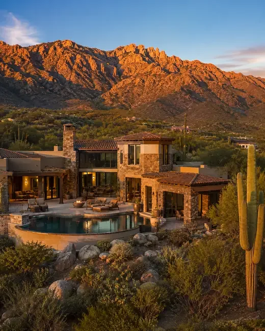 Pima Canyon luxury estate with pool, desert landscaping, and Santa Catalina Mountain views