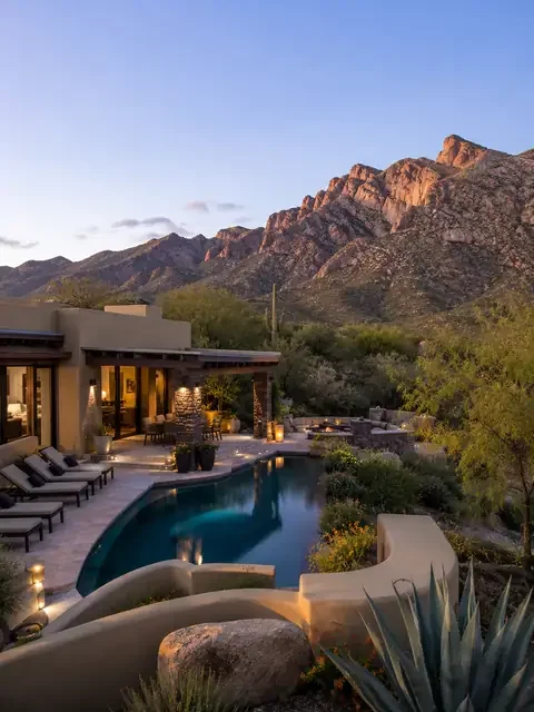 Ventana Canyon luxury home with mountain-facing pool and outdoor living