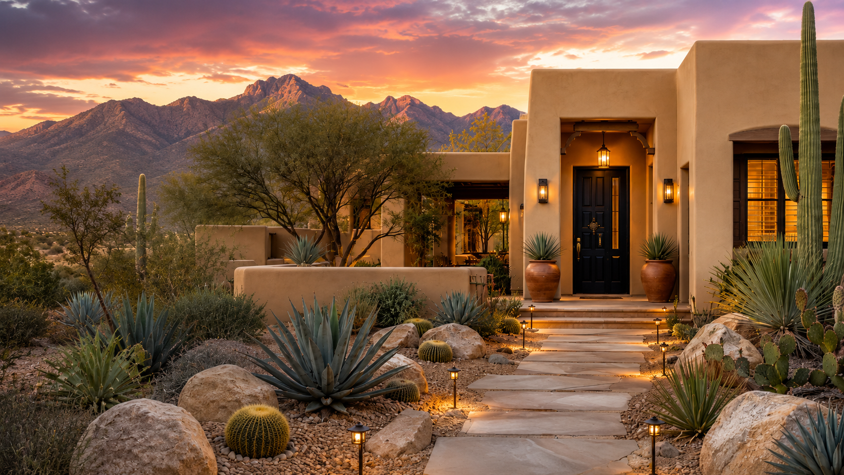 Tucson home with desert landscaping and strong curb appeal
