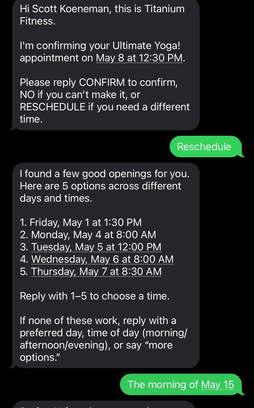 TitanBot reschedule availability example