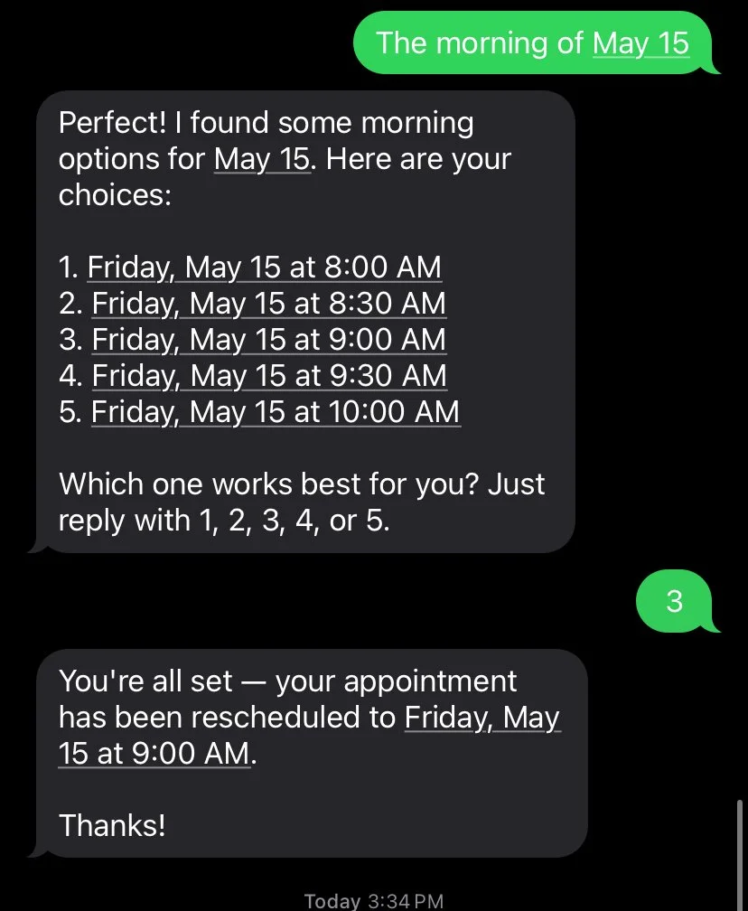TitanBot reschedule completed example