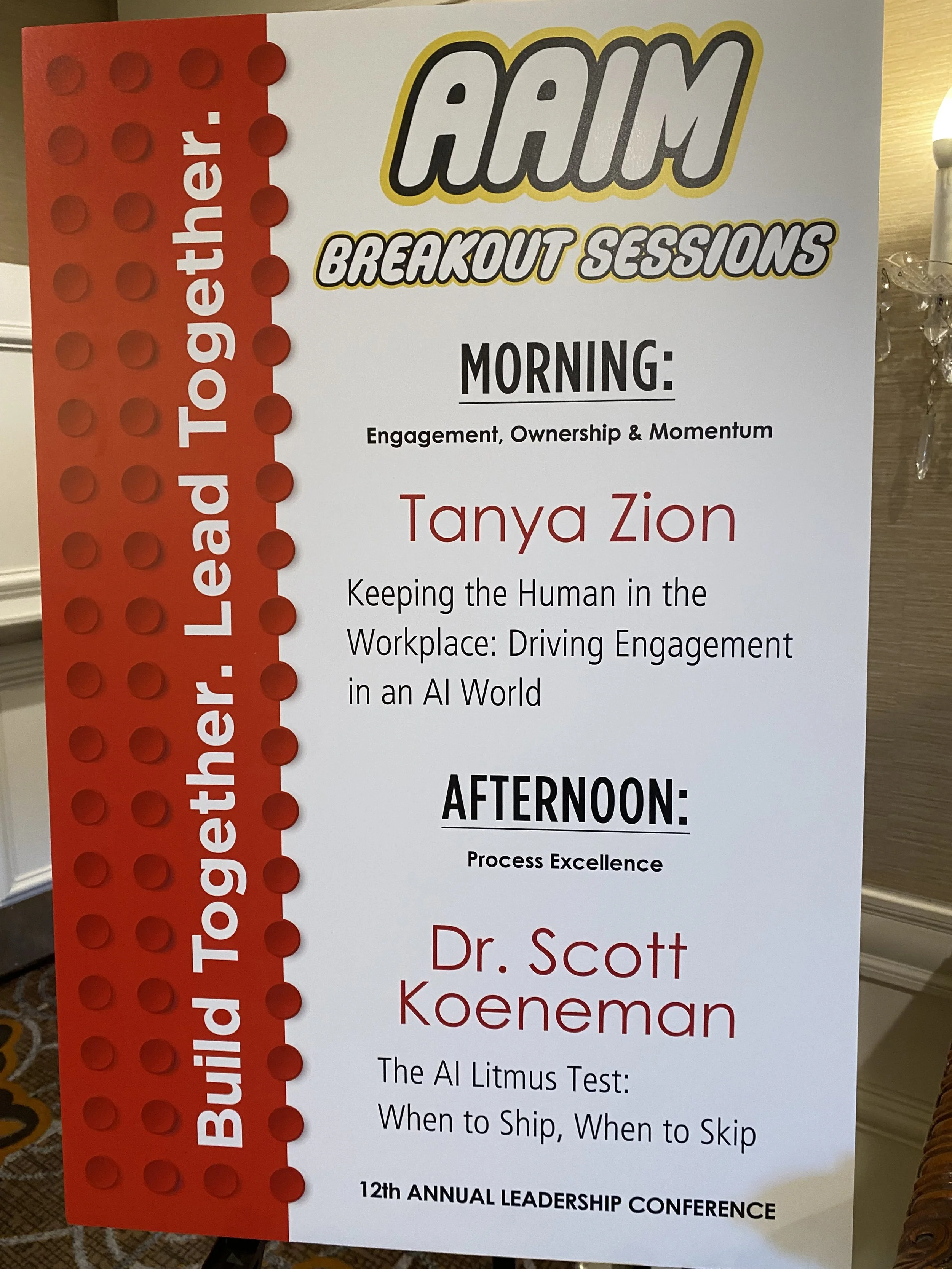 AAIM breakout session sign featuring Dr. Scott Koeneman